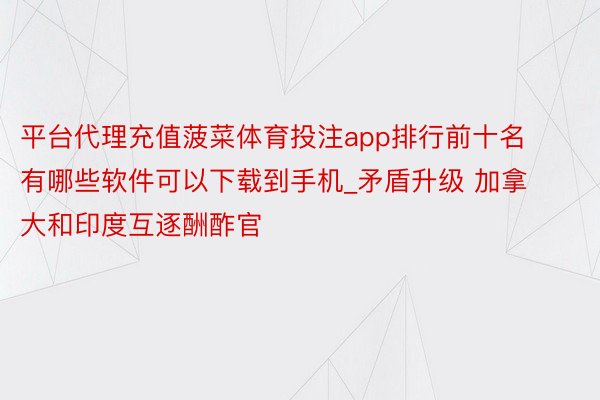 平台代理充值菠菜体育投注app排行前十名有哪些软件可以下载到手机_矛盾升级 加拿大和印度互逐酬酢官